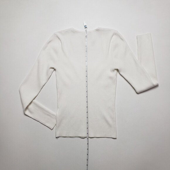 Madewell Wide Rib Sweater Top Women's Small Antique Cream Ivory Sweetheart Neck - Picture 7 of 16